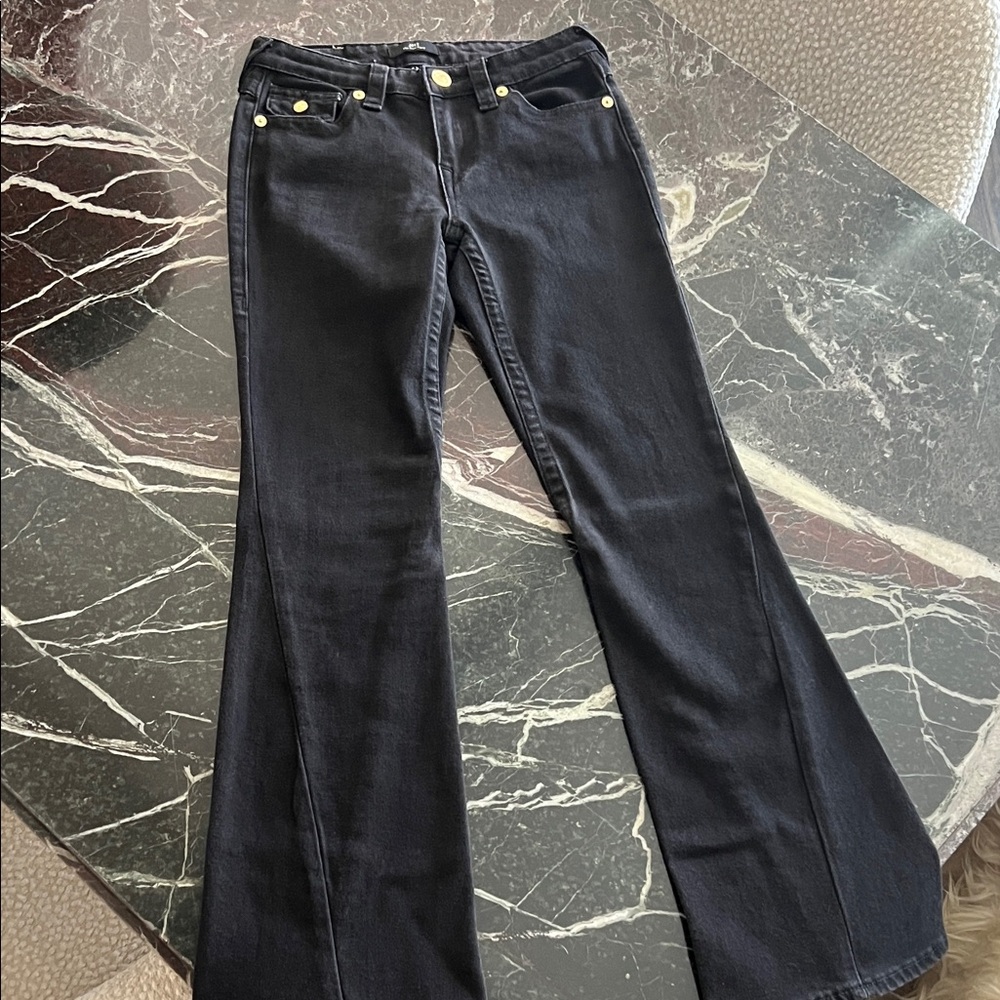 True Religion Black Flare Women's Jeans Gold Buttons